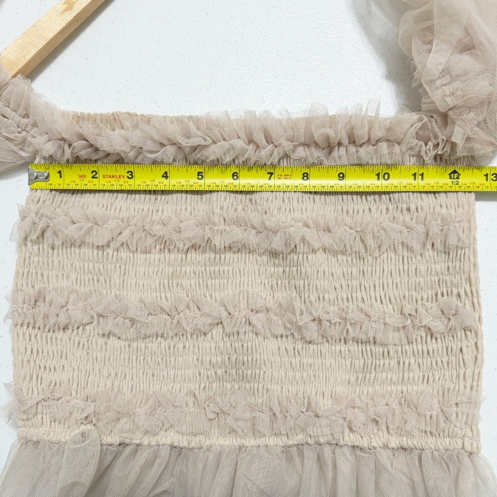 Mable Smocked Tulle Tube Cropped Top Neutral Size Small - Picture 9 of 11